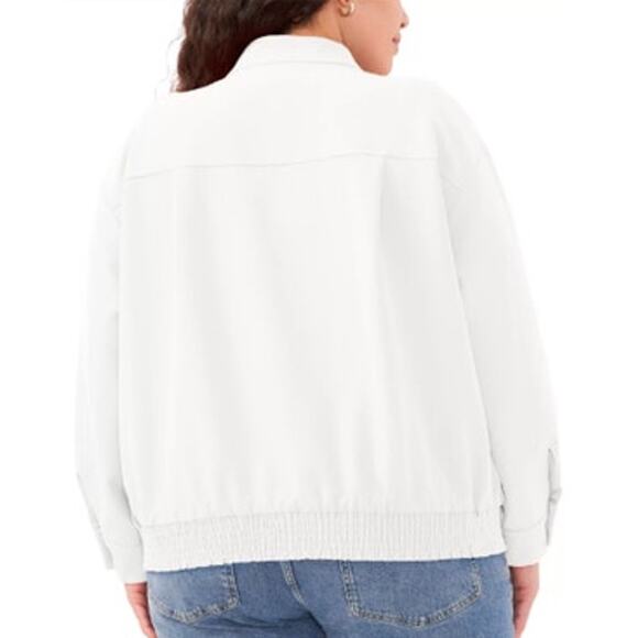 Vince Camuto Women's Plus Size Stand-Collar Bomber Jacket in New Ivory - Picture 2 of 2